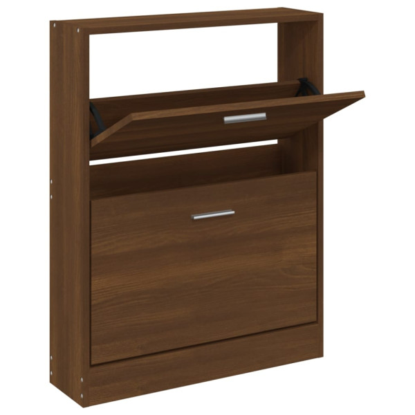 Mueble zapatero madera contrachapada marrón roble 59x17x81 cm M 2