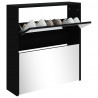 Mueble zapatero con espejo 2 niveles negro 63x17x67 cm 3