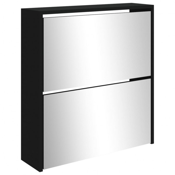 Mueble zapatero con espejo 2 niveles negro 63x17x67 cm M 4