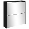 Mueble zapatero con espejo 2 niveles negro 63x17x67 cm 4