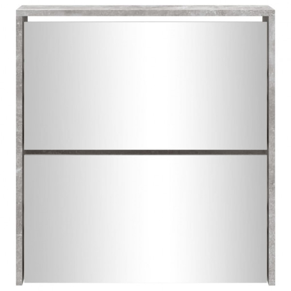 Mueble zapatero con espejo 2 niveles gris hormigón 63x17x67 cm M 5