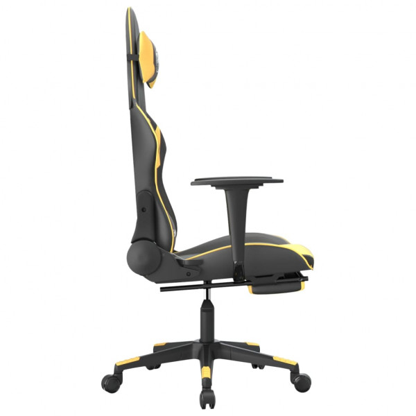 Silla gaming masaje y reposapiés cuero sintético negro dorado M 4