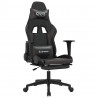 Silla gaming de masaje y reposapiés cuero sintético negro gris 2