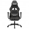 Silla gaming de masaje y reposapiés cuero sintético negro gris 4