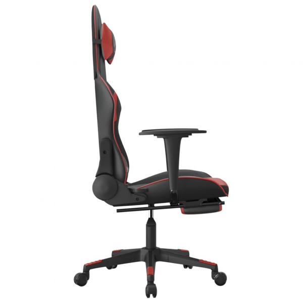 Silla gaming masaje reposapiés cuero sintético negro rojo tinto M 5