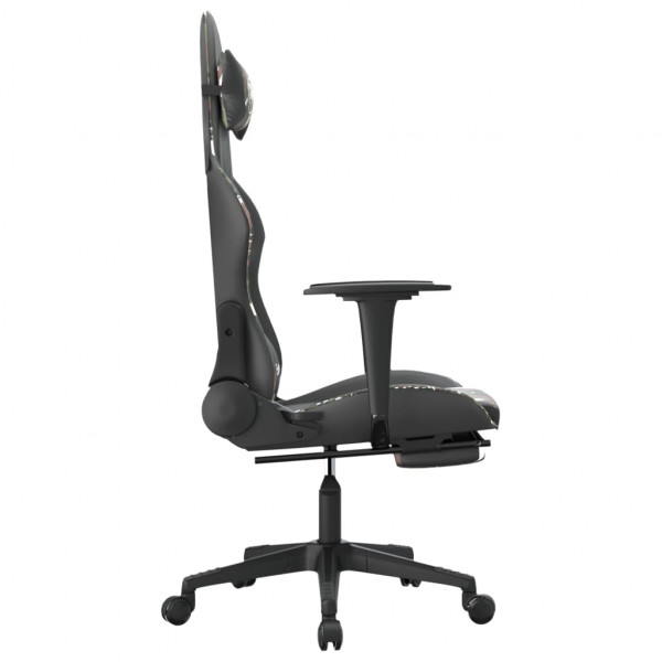 Cadeira gaming massagens apoio pés couro artif preto/camuflagem M 3