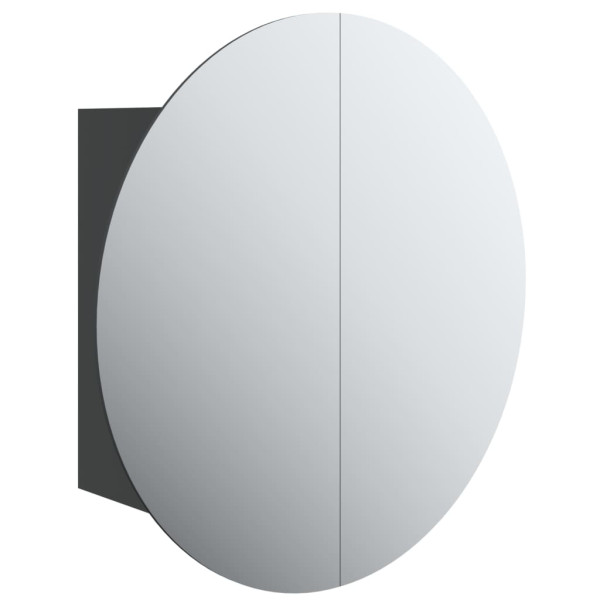 Armario de baño con espejo redondo y LED negro 40x40x17.5 cm M 2