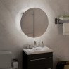 Armario de baño con espejo redondo y LED gris 40x40x17.5 cm 3