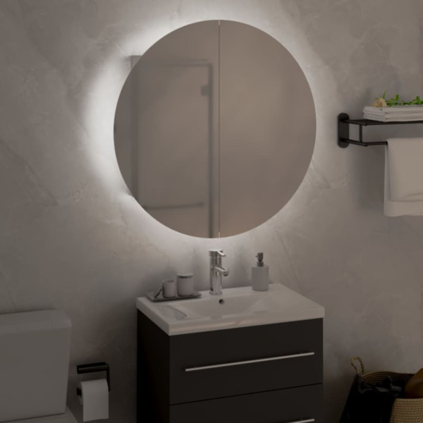 Armario de baño con espejo redondo y LED blanco 47x47x17.5 cm M 3
