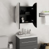 Armario de baño con espejo redondo y LED negro 47x47x17.5 cm 4