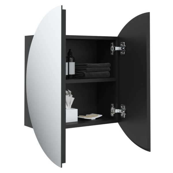 Armario de baño con espejo redondo y LED negro 47x47x17.5 cm M 5