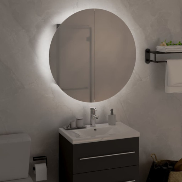 Armario de baño con espejo redondo y LED gris 47x47x17.5 cm M 3