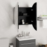 Armario de baño con espejo redondo y LED negro 54x54x17.5 cm 4