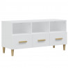 Mueble de TV madera contrachapada blanco brillo 102x36x50 cm 2