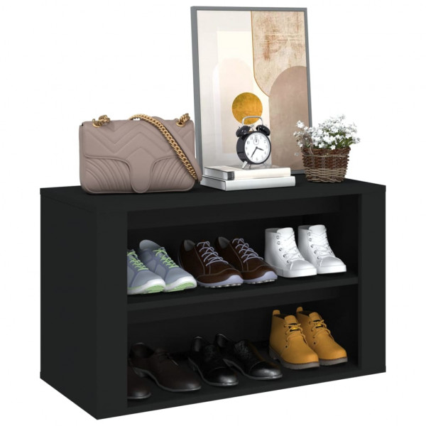Mueble zapatero de madera contrachapada negro 75x35x45 cm M 4