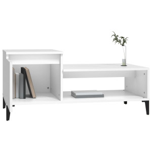 Mesa de centro madera contrachapada blanco 100x50x45 cm H