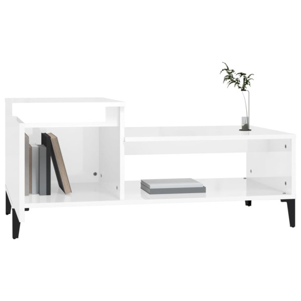 Mesa de centro 100x50x45 cm derivados madeira branco brilhante M 4