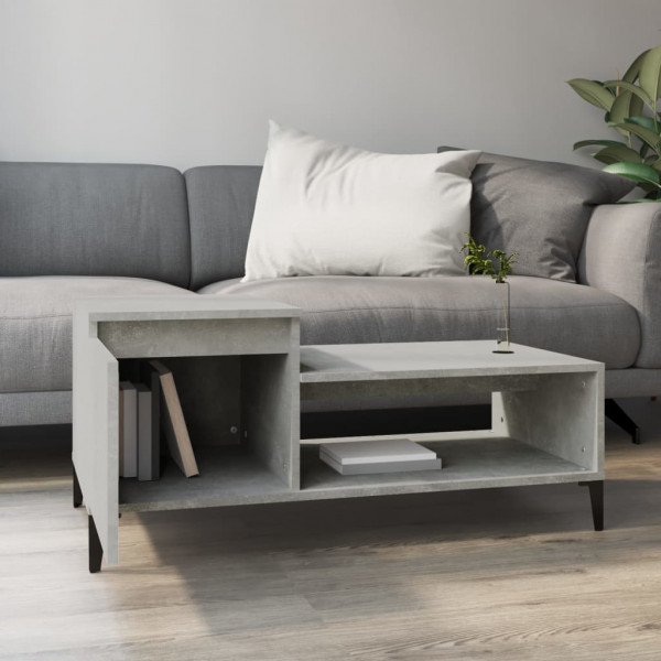 Mesa de centro madera contrachapada gris hormigón 100x50x45 cm M 3