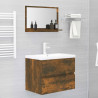 Espejo de baño madera contrachapada roble ahumado 60x10.5x37 cm 5