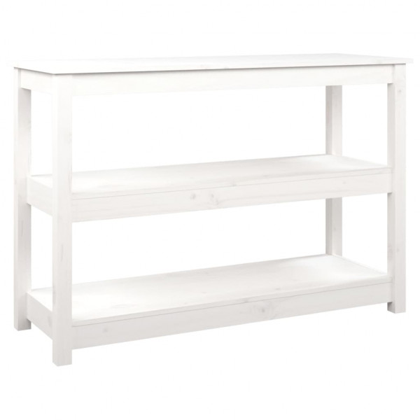 Mesa consola de madera maciza de pino blanco 110x40x74 cm M 2