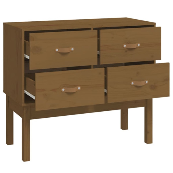 Mueble consola de madera maciza de pino marrón miel 90x40x78 cm M 4