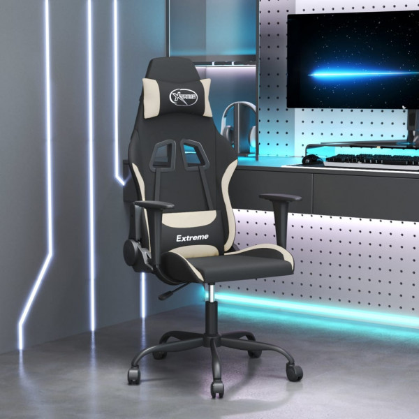 Silla gaming tela crema y negro D