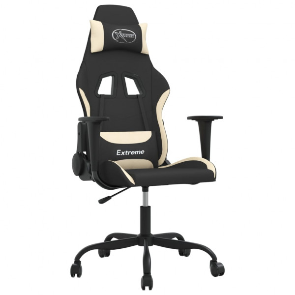Silla gaming tela crema y negro M 2