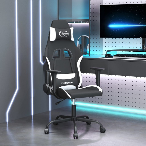 Silla gaming tela negro y blanco D
