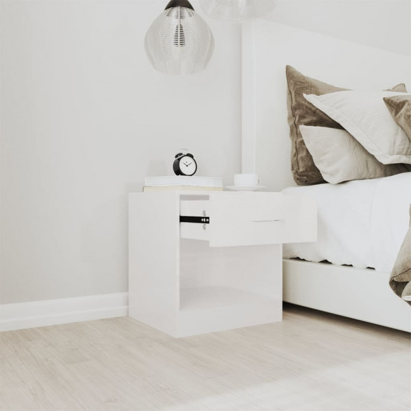 Mesitas de noche 2 unidades con cajón blanco con brillo M 4