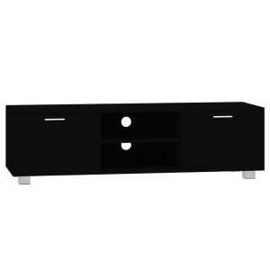 Mueble para TV madera contrachapada negro 140x40.5x35 cm H
