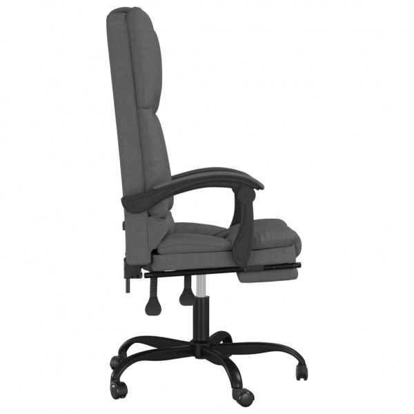 Silla de oficina reclinable con masaje de tela gris oscuro M 4