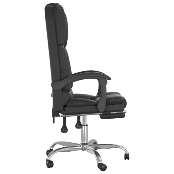 Silla de oficina reclinable masaje cuero sintético negro M 4