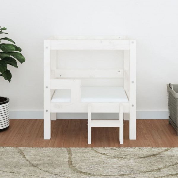 Cama para cães 55.5x53.5x60 cm madeira de pinho maciça branco M 3