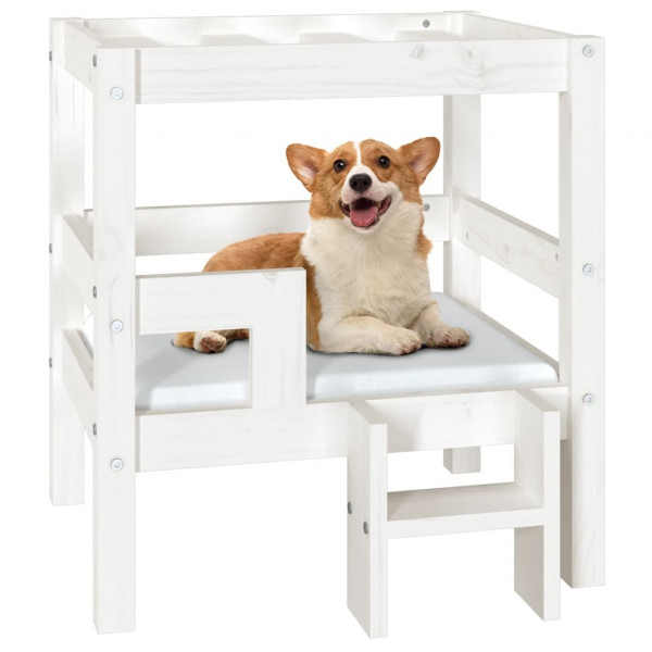 Cama para cães 55.5x53.5x60 cm madeira de pinho maciça branco M 4