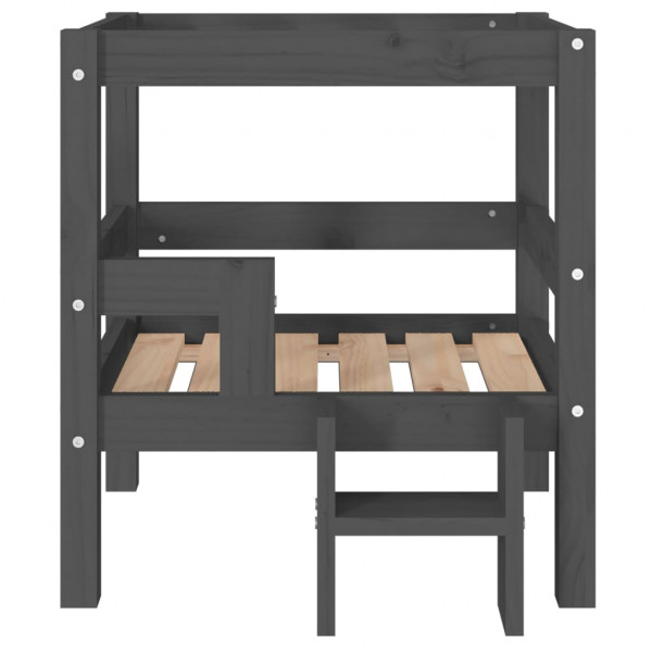 Cama para perros madera maciza de pino gris 55.5x53.5x60 cm M 5