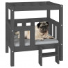 Cama para perros madera maciza de pino gris 65.5x43x70 cm 1