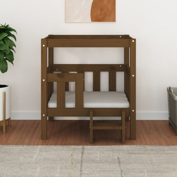 Cama para perros madera maciza pino marrón miel 65.5x43x70 cm M 3