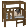 Cama para perros madera maciza pino marrón miel 65.5x43x70 cm 4