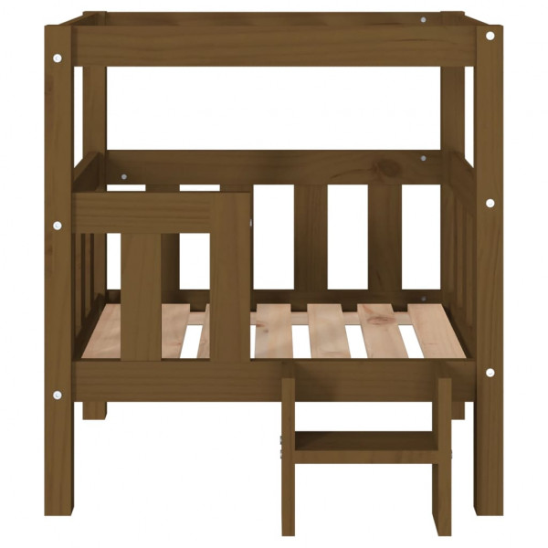 Cama para perros madera maciza pino marrón miel 65.5x43x70 cm M 5