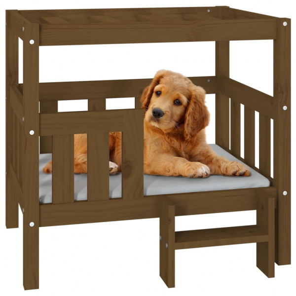 Cama para cães 75.5x63.5x70 cm pinho maciço castanho mel M 4
