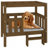 Cama para perros madera maciza pino marrón miel 75.5x63.5x70 cm 4