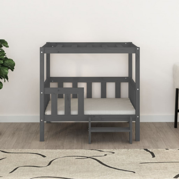Cama para cães 95.5x73.5x90 cm madeira de pinho maciça cinza M 3
