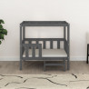 Cama para cães 95.5x73.5x90 cm madeira de pinho maciça cinza 3