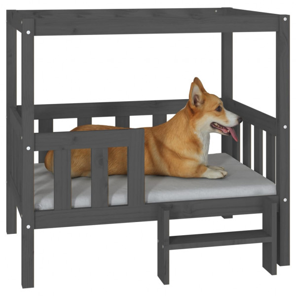 Cama para cães 95.5x73.5x90 cm madeira de pinho maciça cinza M 4