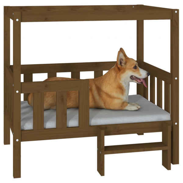 Cama para cães 95.5x73.5x90 cm pinho maciço castanho mel M 4