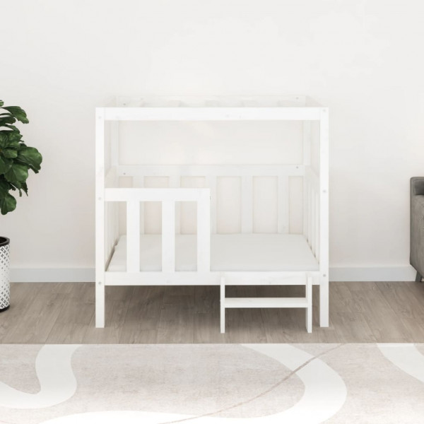 Cama para cães 105.5x83.5x100 cm madeira de pinho maciça branco M 3