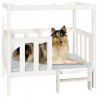 Cama para cães 105.5x83.5x100 cm madeira de pinho maciça branco 4
