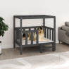 Cama para cães 105.5x83.5x100 cm madeira de pinho maciça cinza 1