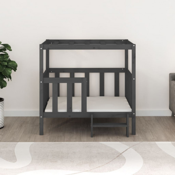 Cama para cães 105.5x83.5x100 cm madeira de pinho maciça cinza M 3