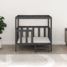 Cama para cães 105.5x83.5x100 cm madeira de pinho maciça cinza 3